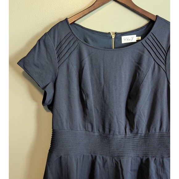 Eliza J Size 18W Sleeveless Dress Womens A Line Navy Blue Zipper Stretch Fabric - Picture 3 of 4